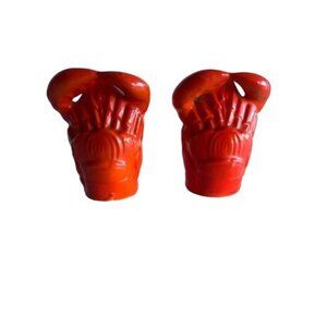 Vintage Lobster Ceramic Salt Pepper Shakers Japan Red MCM Mid-Century S & P Set